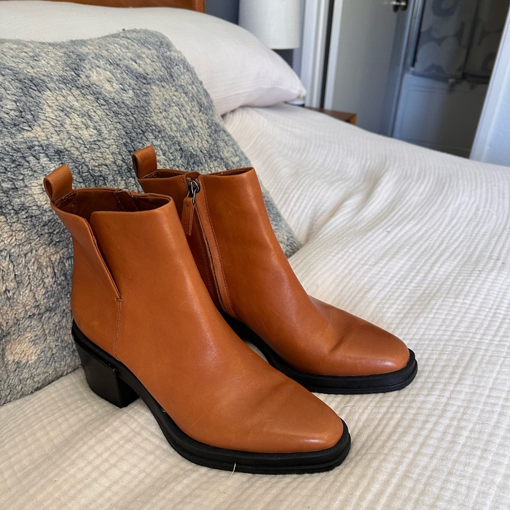 Franco Sarto Cognac Leather Ankle Booties